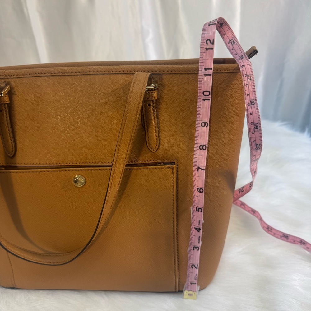 New Michael Kors Jet Set Saffiano Leather Acorn Pocket Tote Gold Accents NWOT - Picture 12 of 14